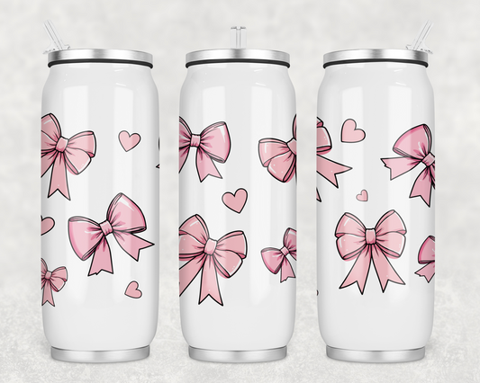 Pink bows Stainless steel soda can