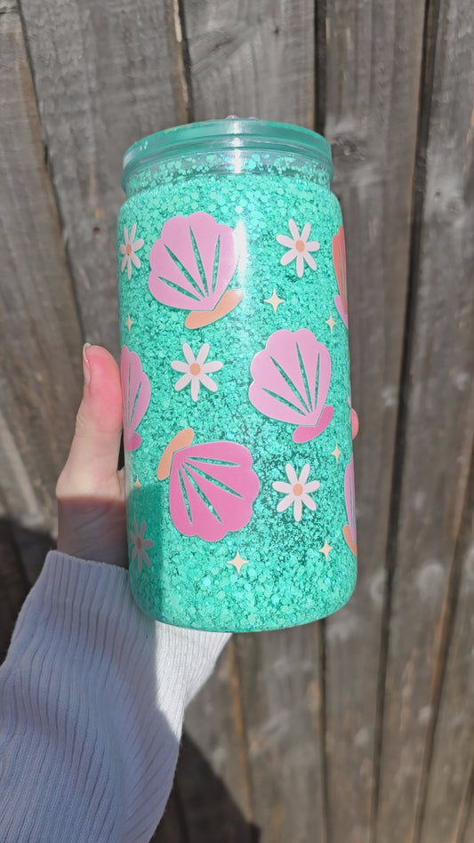 Shell snowglobe tumbler (plastic) ready to post