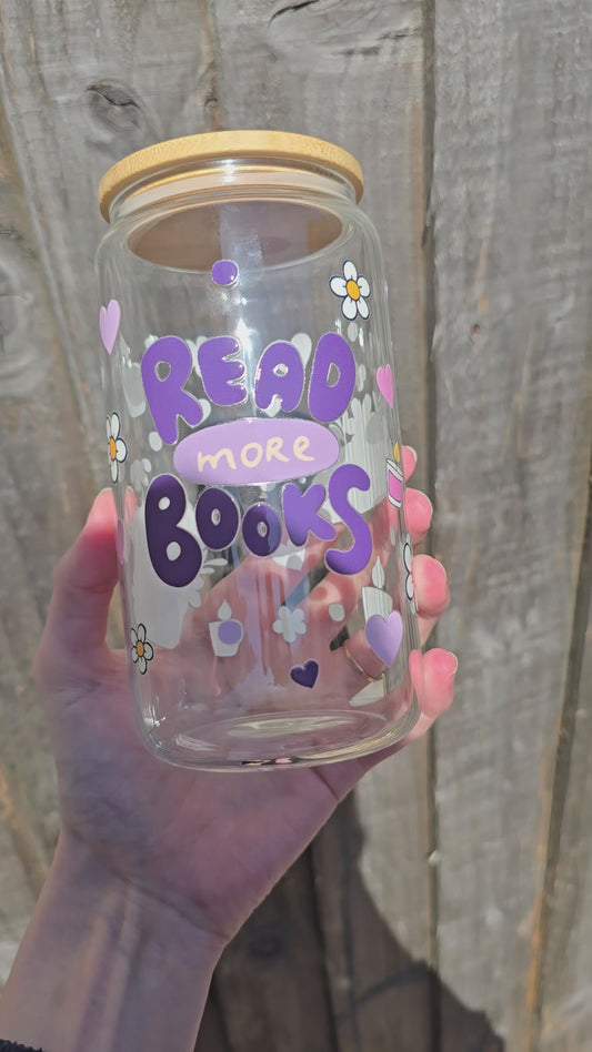 Read more books glass 16oz (ready to post)
