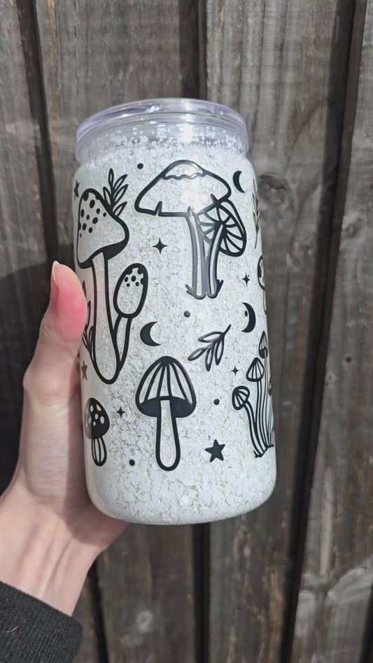 Mushroom snowglobe tumbler (plastic) ready to post