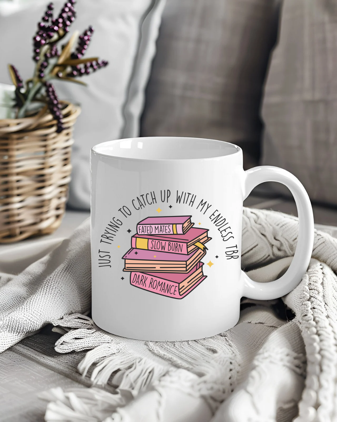 Just trying to catch up with my endless tbr Ceramic mug